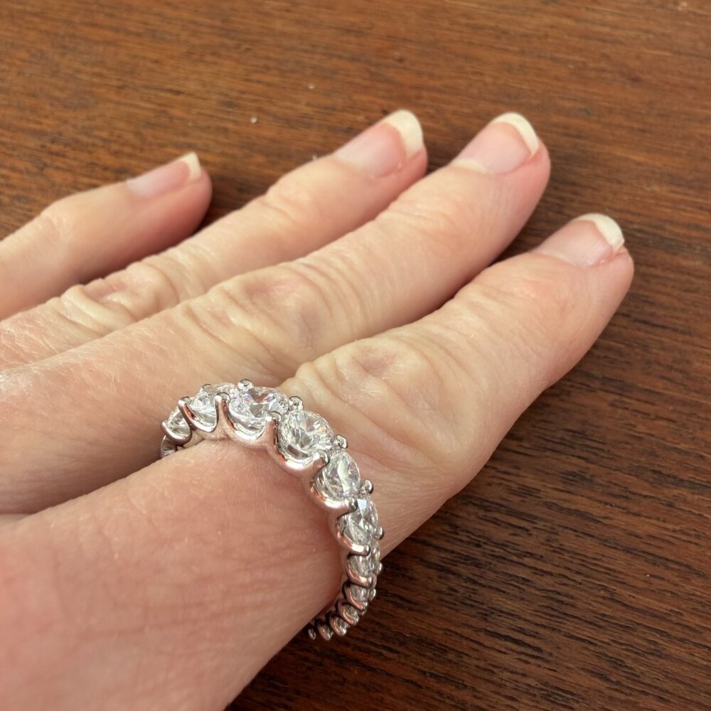 Radiance by Absolute Sterling Silver Graduated Stone 3/4 Eternity Ring - 7.25